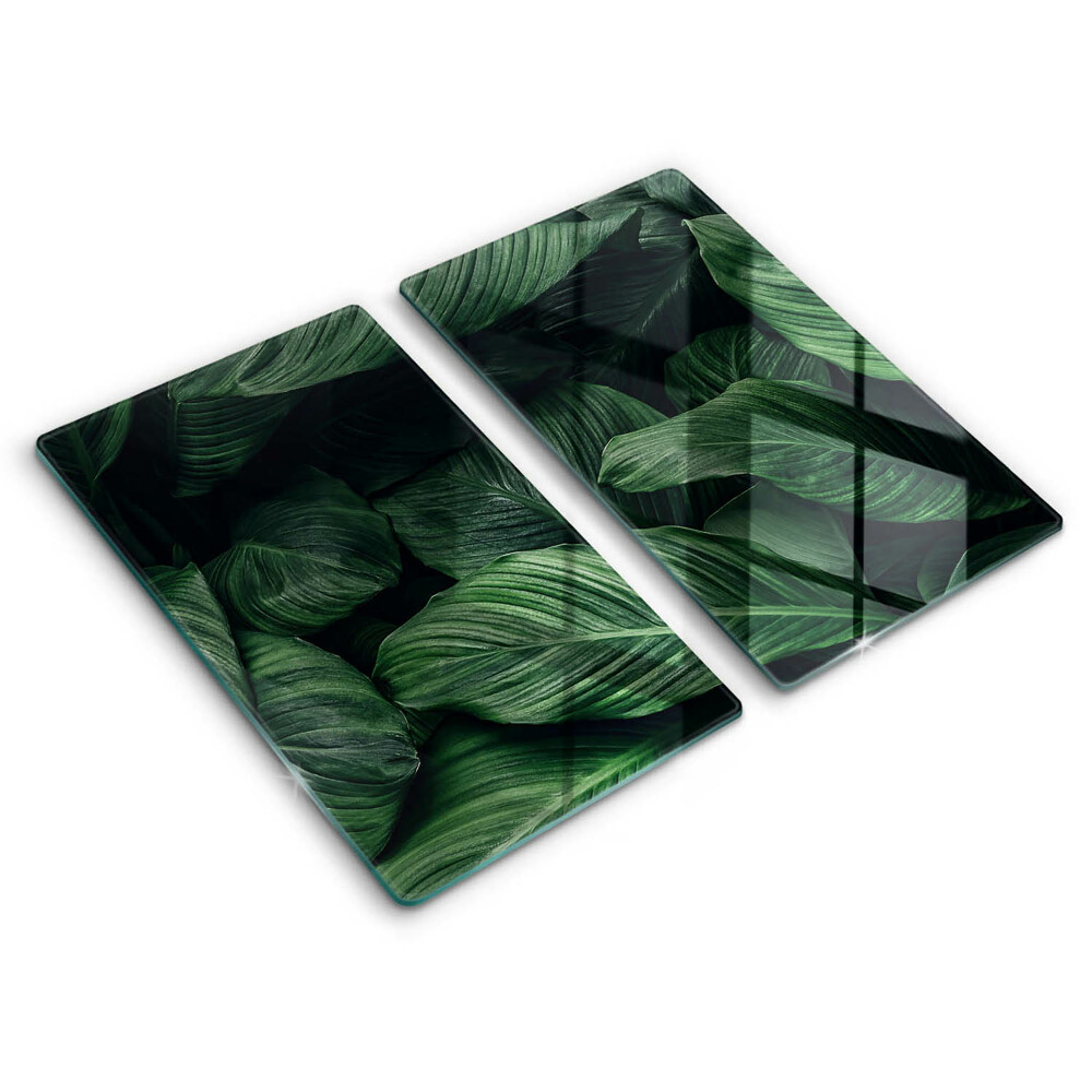 Glas Herdabdeckplatte Dunkle Blätter