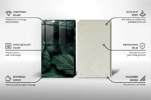 Glas Herdabdeckplatte Dunkle Blätter