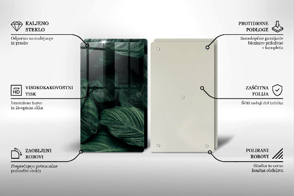 Glas Herdabdeckplatte Dunkle Blätter