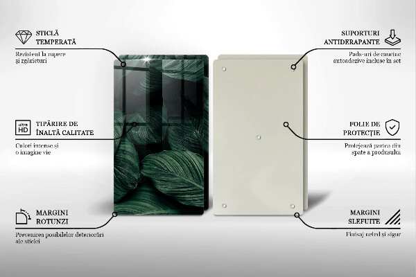 Glas Herdabdeckplatte Dunkle Blätter