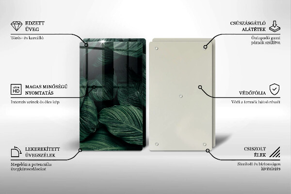 Glas Herdabdeckplatte Dunkle Blätter