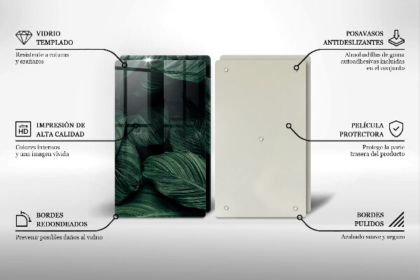 Glas Herdabdeckplatte Dunkle Blätter