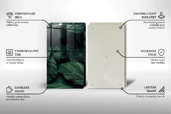 Glas Herdabdeckplatte Dunkle Blätter