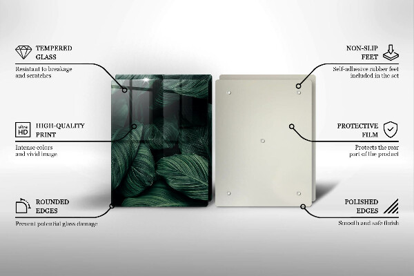 Glas Herdabdeckplatte Dunkle Blätter