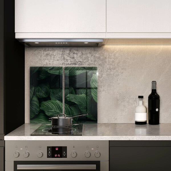 Glas Herdabdeckplatte Dunkle Blätter