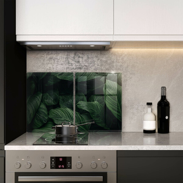 Glas Herdabdeckplatte Dunkle Blätter