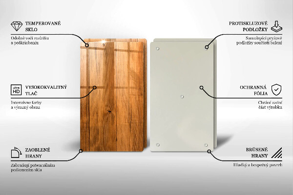 Glas Herdabdeckplatte Holzbretter