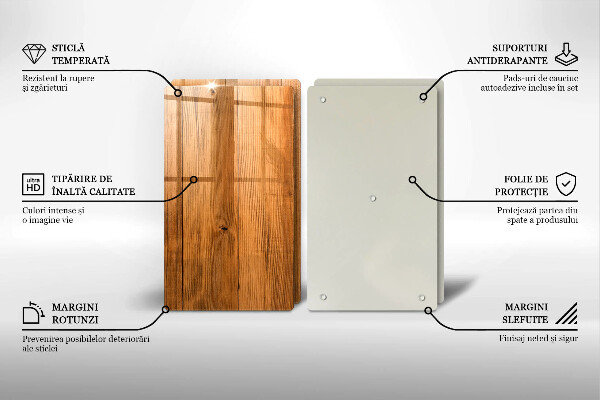 Glas Herdabdeckplatte Holzbretter