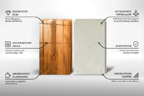 Glas Herdabdeckplatte Holzbretter