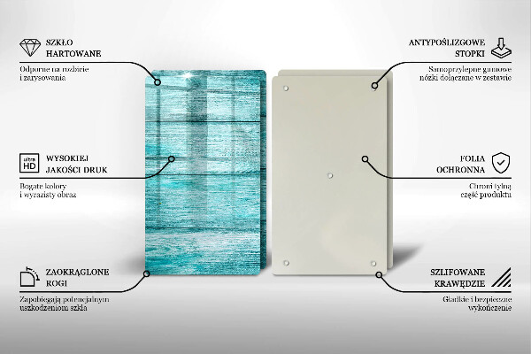 Glas Herdabdeckplatte Vintage Holzbretter