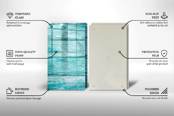 Glas Herdabdeckplatte Vintage Holzbretter