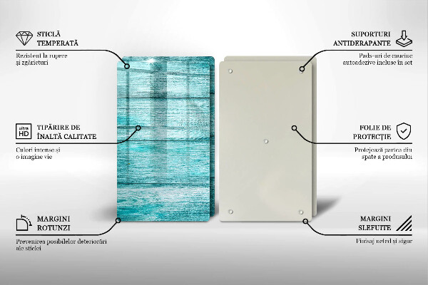 Glas Herdabdeckplatte Vintage Holzbretter