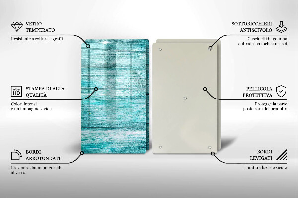 Glas Herdabdeckplatte Vintage Holzbretter