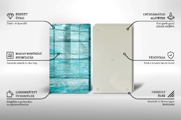 Glas Herdabdeckplatte Vintage Holzbretter