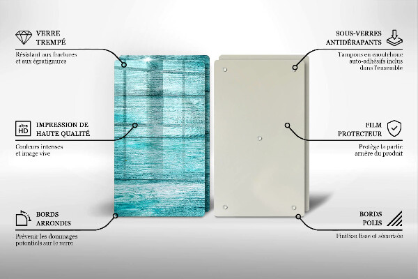 Glas Herdabdeckplatte Vintage Holzbretter