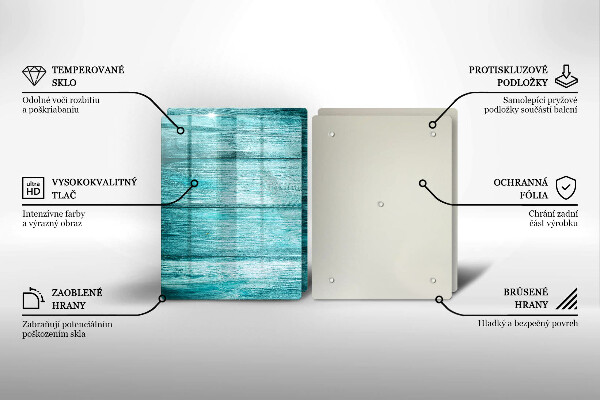 Glas Herdabdeckplatte Vintage Holzbretter
