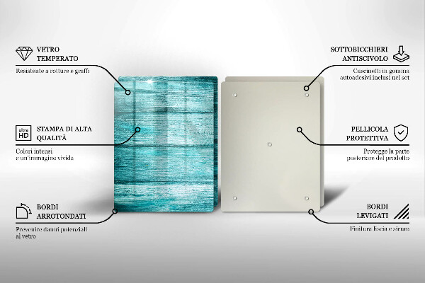 Glas Herdabdeckplatte Vintage Holzbretter