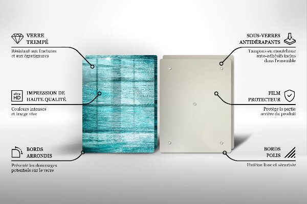 Glas Herdabdeckplatte Vintage Holzbretter