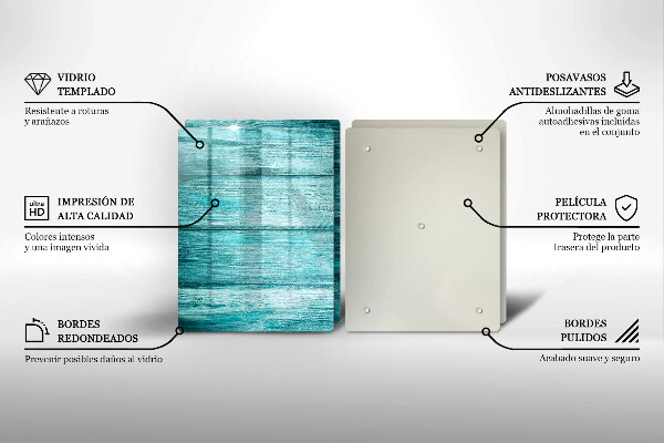 Glas Herdabdeckplatte Vintage Holzbretter