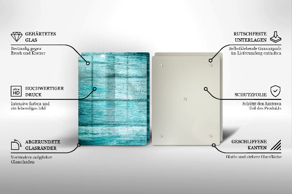 Glas Herdabdeckplatte Vintage Holzbretter
