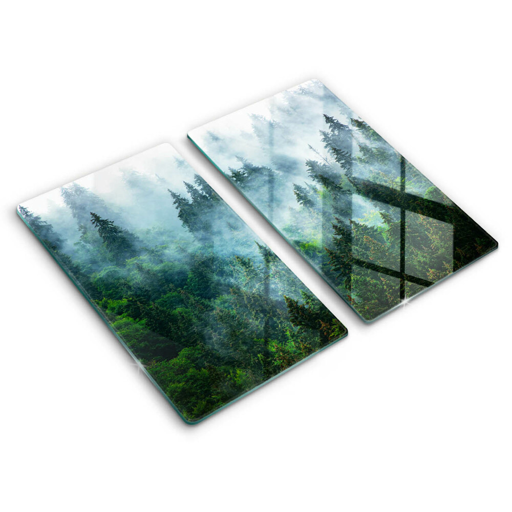 Glas Herdabdeckplatte Wald im Nebel