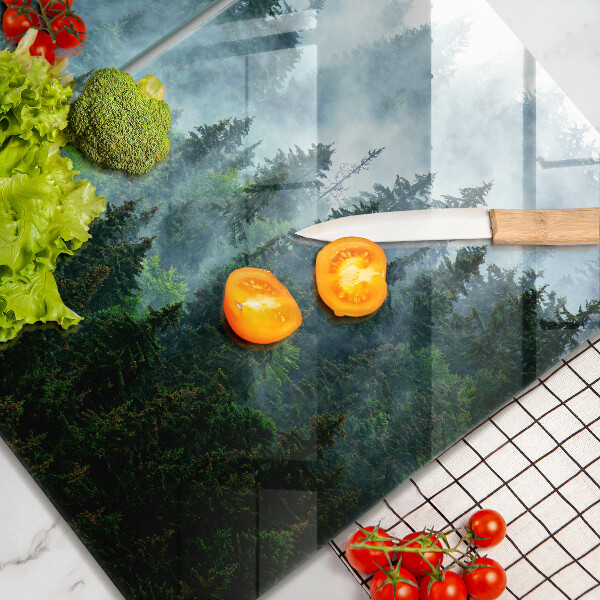 Glas Herdabdeckplatte Wald im Nebel