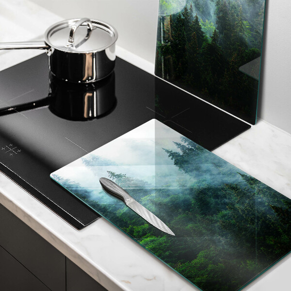 Glas Herdabdeckplatte Wald im Nebel