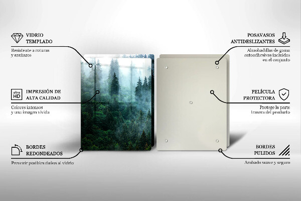 Glas Herdabdeckplatte Wald im Nebel
