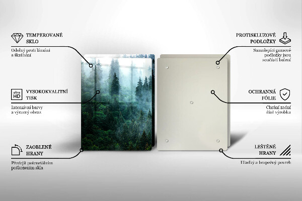 Glas Herdabdeckplatte Wald im Nebel