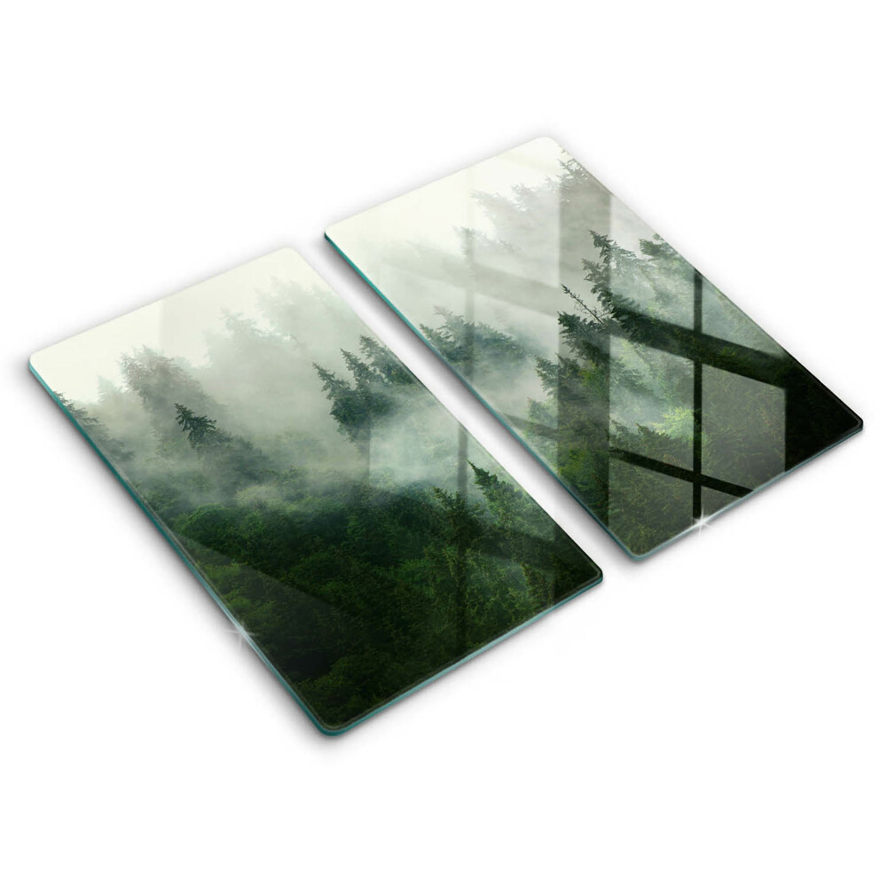 Glas Herdabdeckplatte Nebelige Waldlandschaft