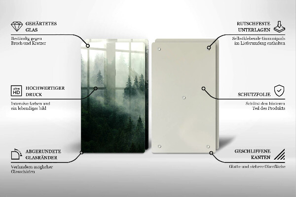 Glas Herdabdeckplatte Nebelige Waldlandschaft