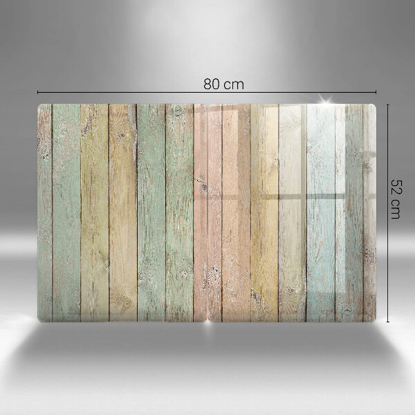 Glas Herdabdeckplatte Bunte Vintage-Bretter