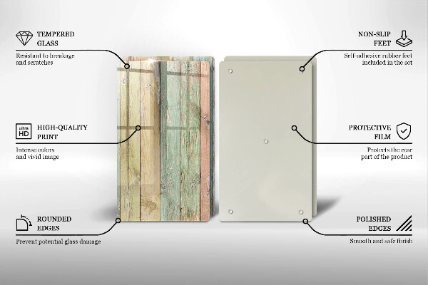 Glas Herdabdeckplatte Bunte Vintage-Bretter