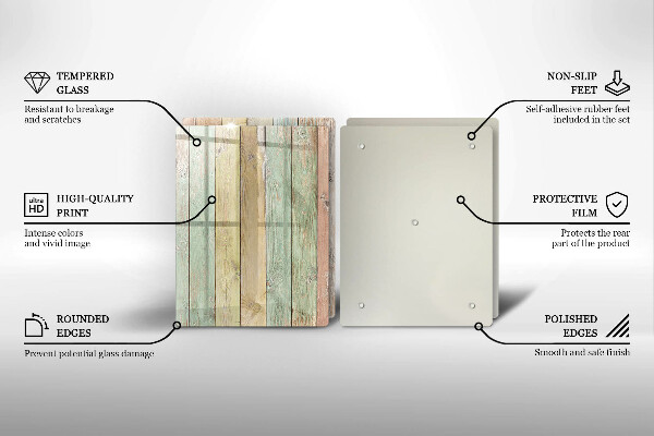Glas Herdabdeckplatte Bunte Vintage-Bretter