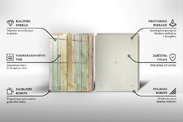 Glas Herdabdeckplatte Bunte Vintage-Bretter