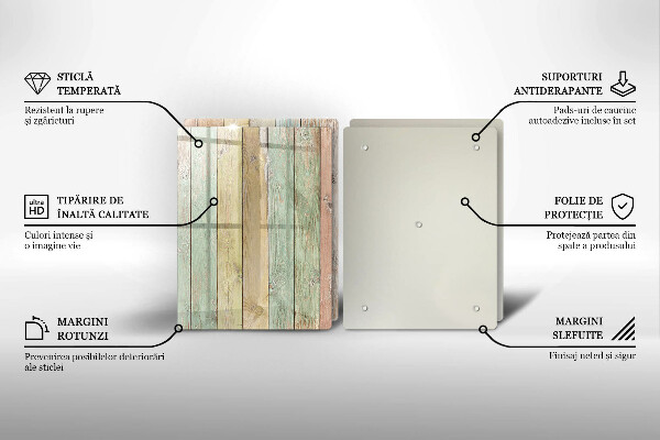 Glas Herdabdeckplatte Bunte Vintage-Bretter