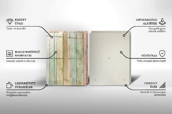 Glas Herdabdeckplatte Bunte Vintage-Bretter