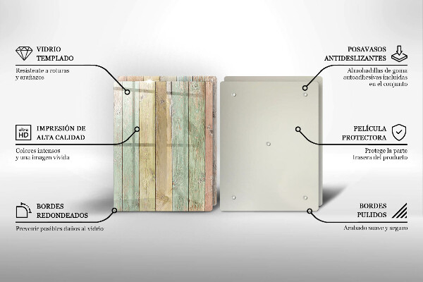 Glas Herdabdeckplatte Bunte Vintage-Bretter