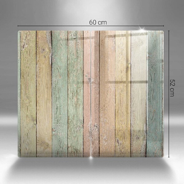 Glas Herdabdeckplatte Bunte Vintage-Bretter