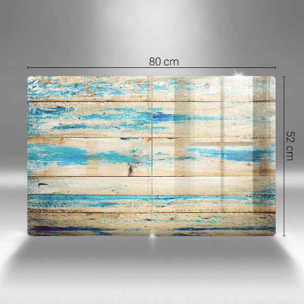 Glas Herdabdeckplatte Retro-Holzbretter