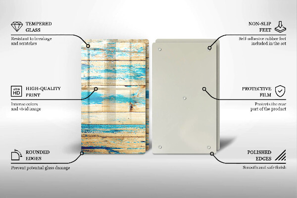 Glas Herdabdeckplatte Retro-Holzbretter