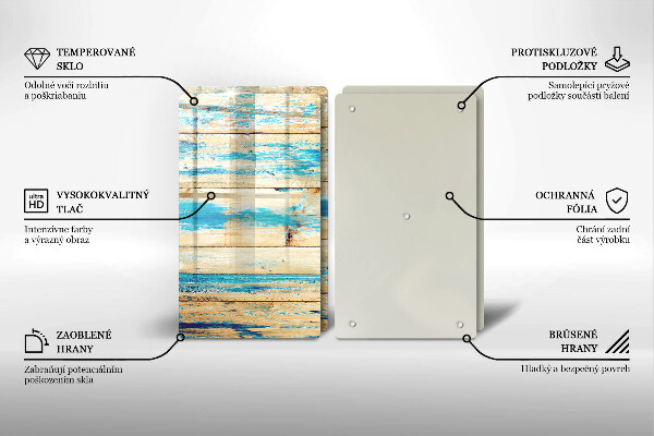 Glas Herdabdeckplatte Retro-Holzbretter