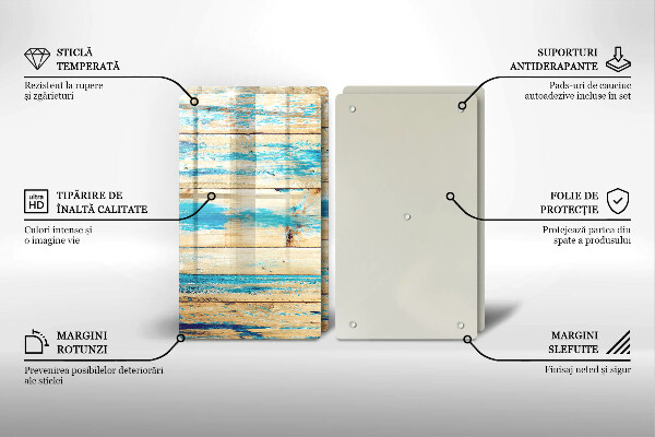 Glas Herdabdeckplatte Retro-Holzbretter