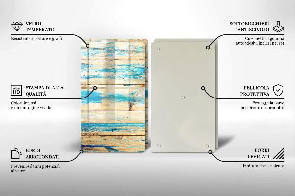 Glas Herdabdeckplatte Retro-Holzbretter