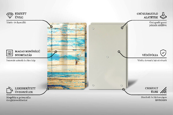 Glas Herdabdeckplatte Retro-Holzbretter