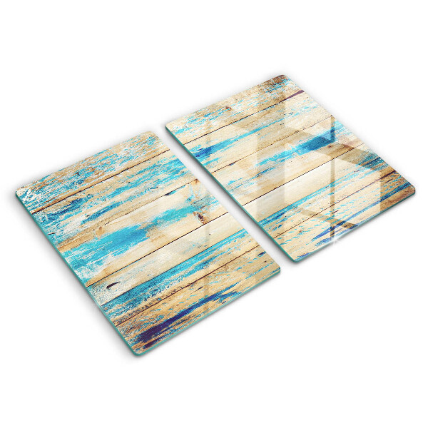Glas Herdabdeckplatte Retro-Holzbretter