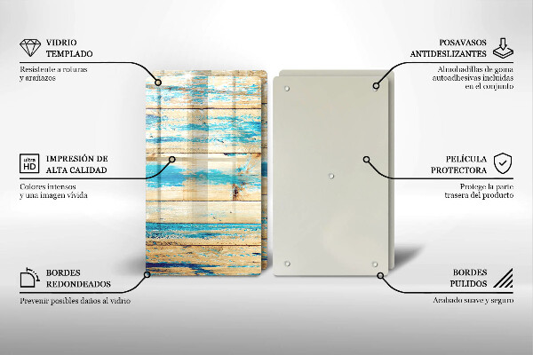 Glas Herdabdeckplatte Retro-Holzbretter