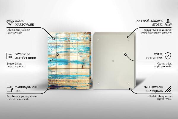 Glas Herdabdeckplatte Retro-Holzbretter