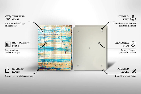 Glas Herdabdeckplatte Retro-Holzbretter
