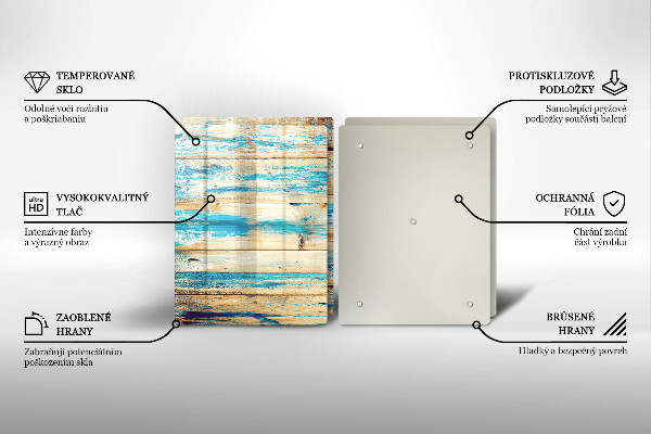 Glas Herdabdeckplatte Retro-Holzbretter